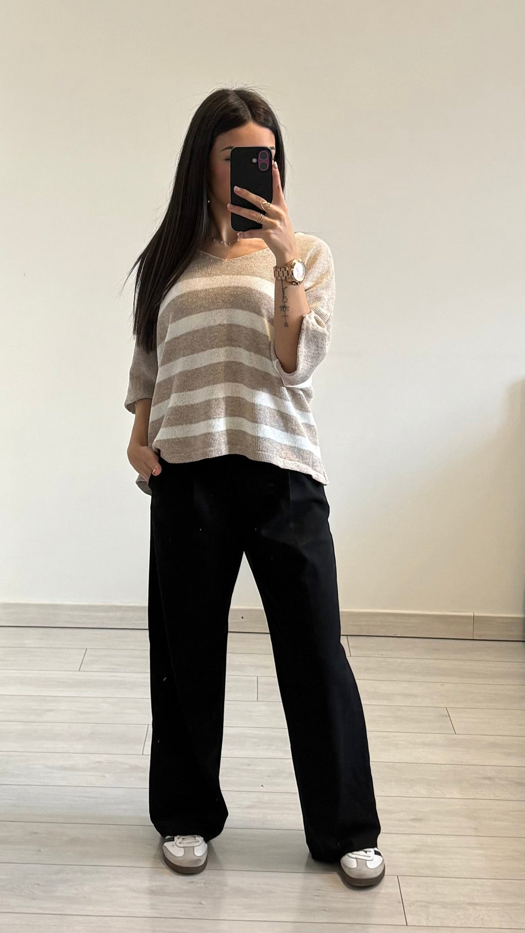 T-shirt marinière oversize coton